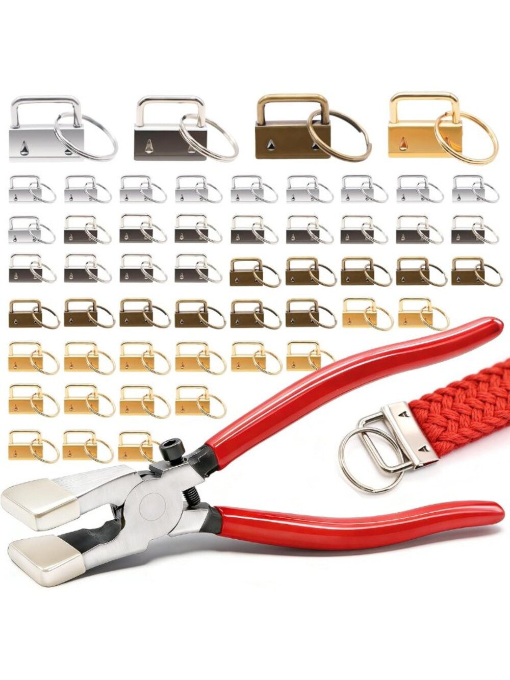 40PCS Key Fob Hardware Set with Pliers, Keychain, Lanyard & Wristlet Tools